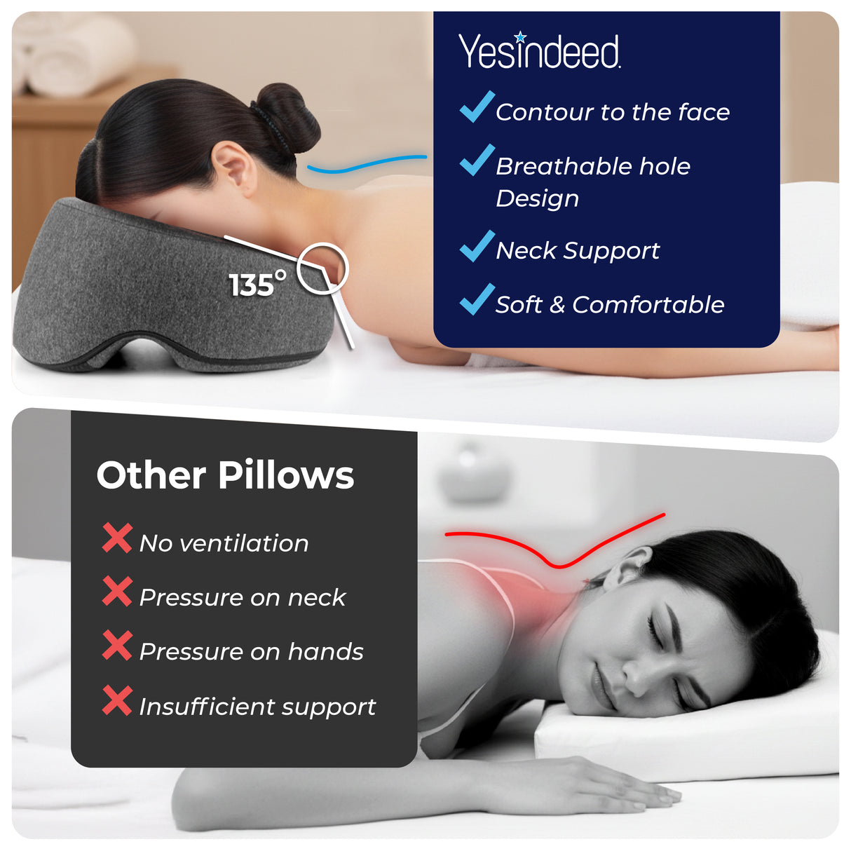 Face Down Pillow for Massage Bed