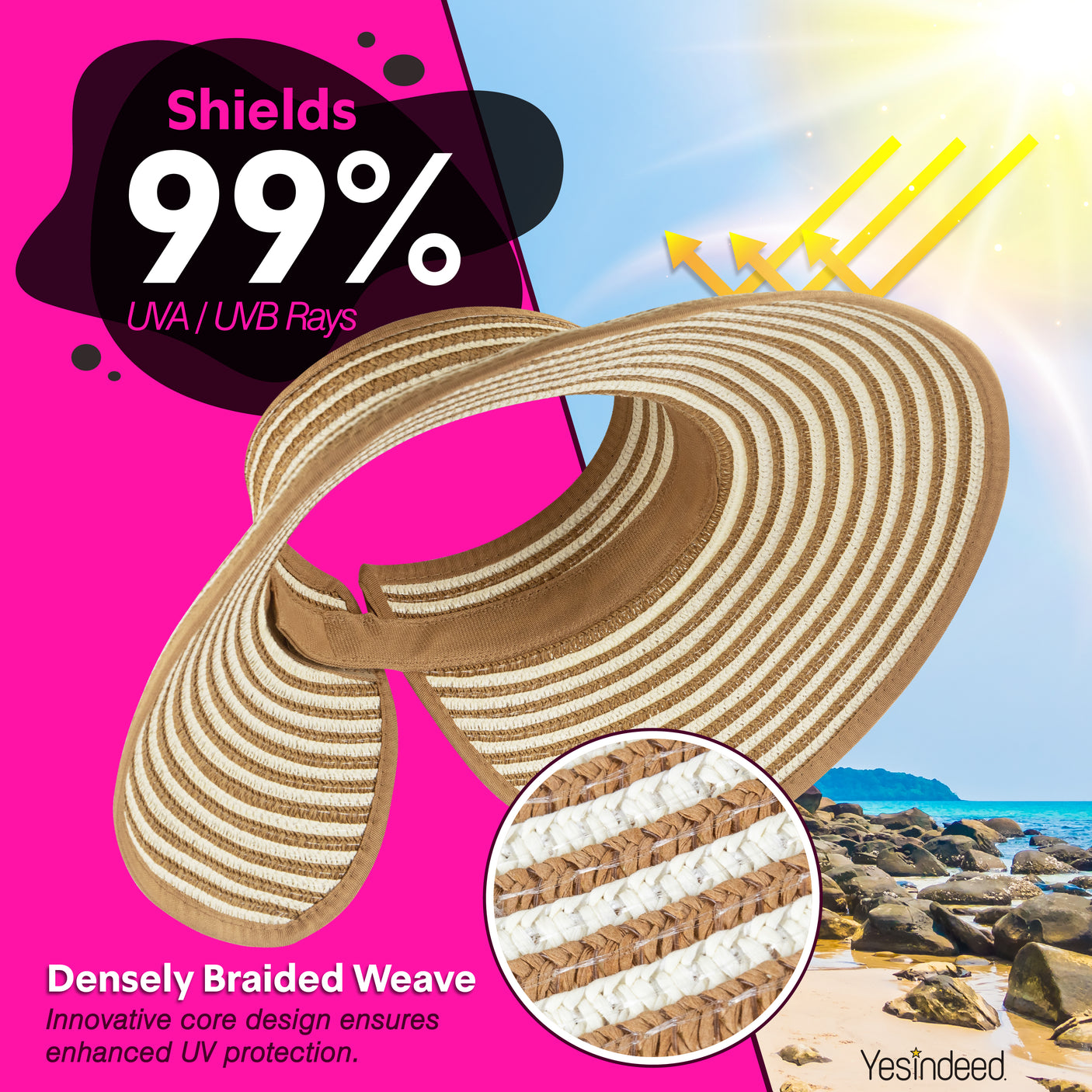 Women’s Sun Visor - Straw Stripes
