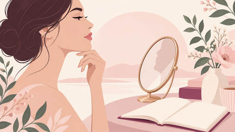 Soft editorial illustration for organizing chin-liposuction research and source questions