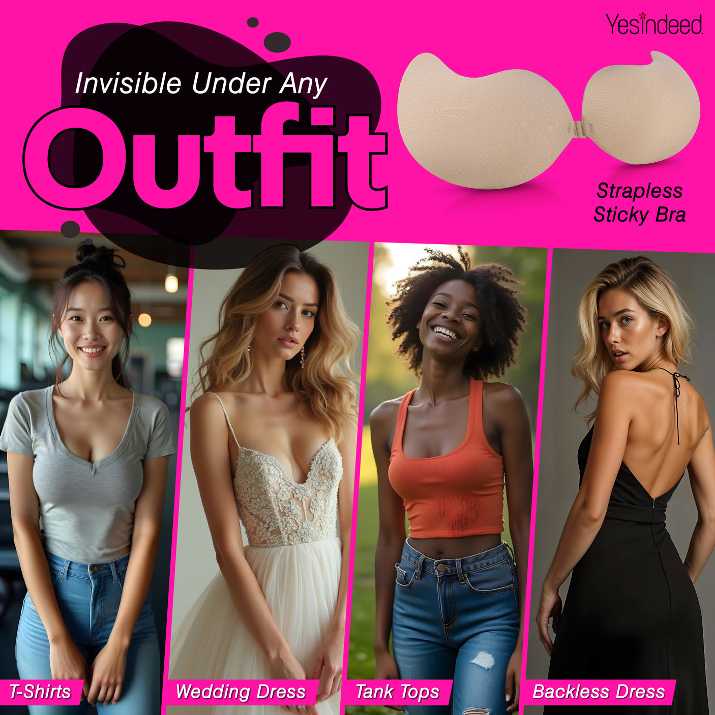 Strapless Sticky Bra Push-Up – Yesindeed