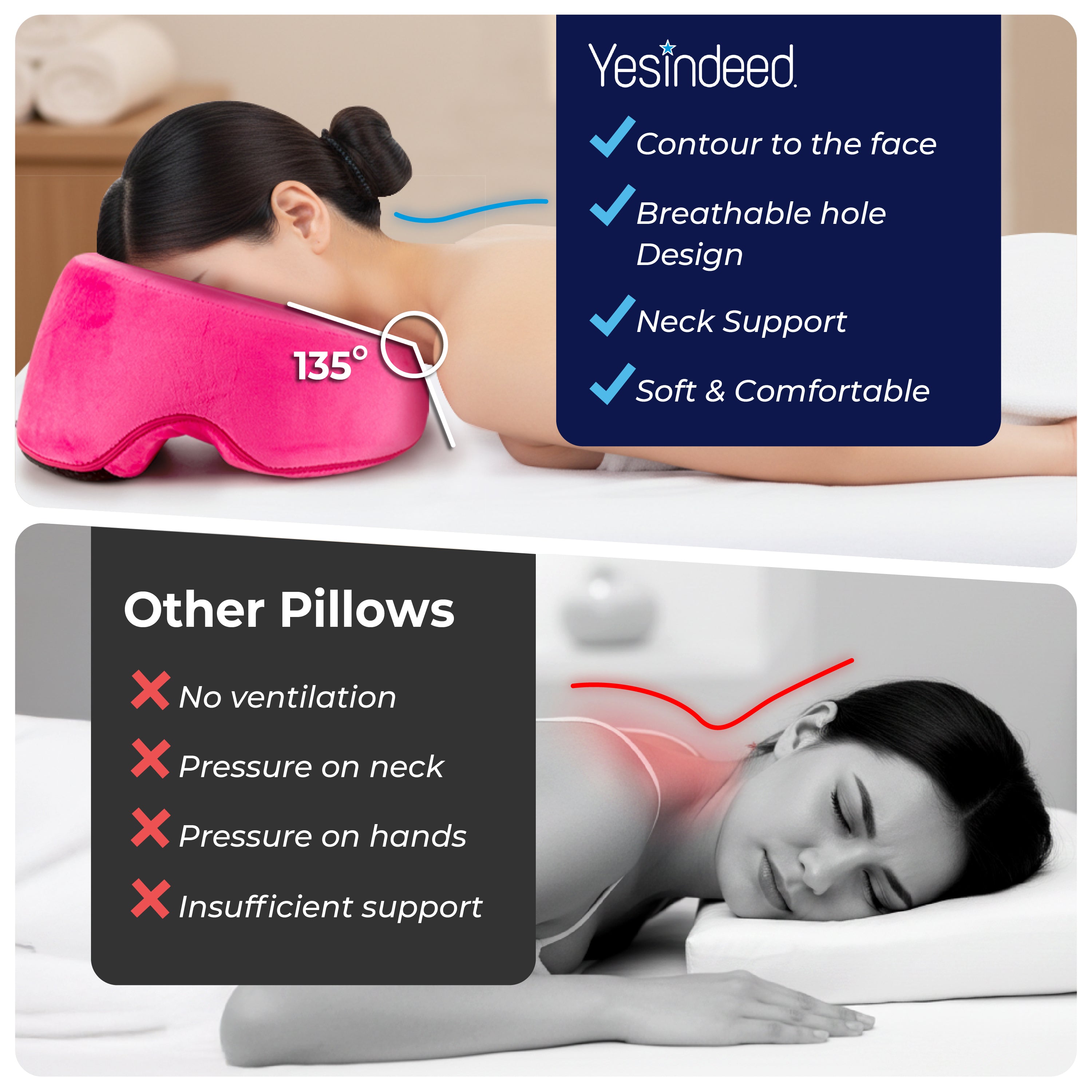 Face Down Pillow for Massage Bed