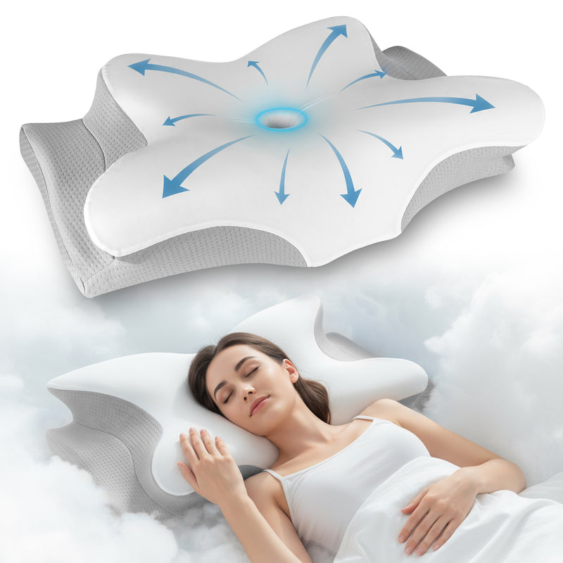 Cooling Pillow For Neck Pain - Memory Foam Cooling Gel Pillow For Hot Sleepers