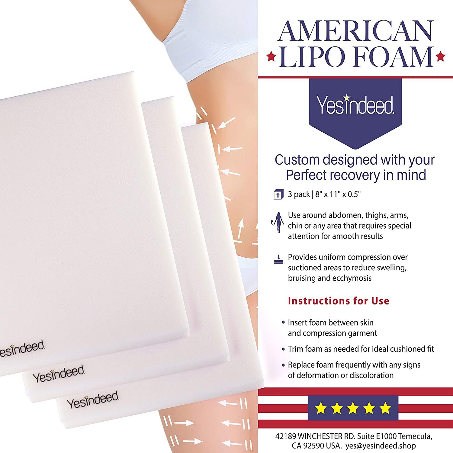 Envi Essentials Lipo Foam | Latex Free Polyurethane Sheets - 11 x 8 x  1/2 Thick | Made in The USA | Recovery Foam for Use After Liposuction,  Tummy